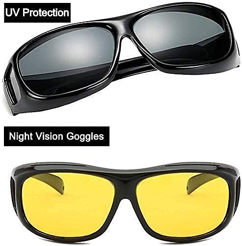 Afflatus® HD Vision Day and Night Unisex Goggles Anti-Glare Polarized Sunglasses Men/Women Driving Glasses UV Protection All Bikes&Car-Pack of 2 Goggles (Yellow/Black) - Image 3