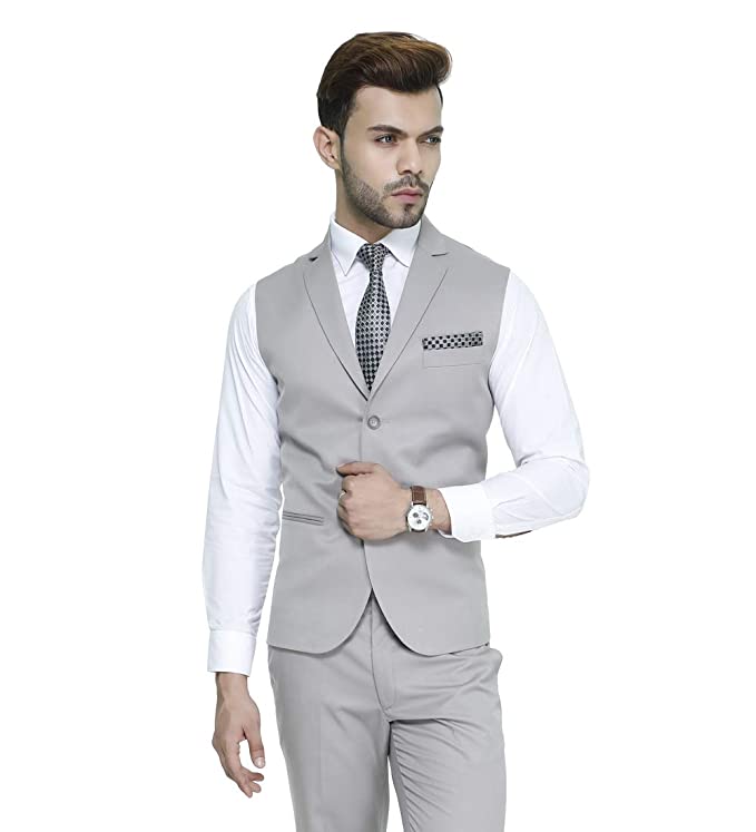 MANQ Men's Single Breast Three Button Slim Fit Formal/Party Waist Coat - 11 Colors