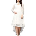 SIRIL Women's Dyed Fit & Flare Knee Length Russell Net Dress