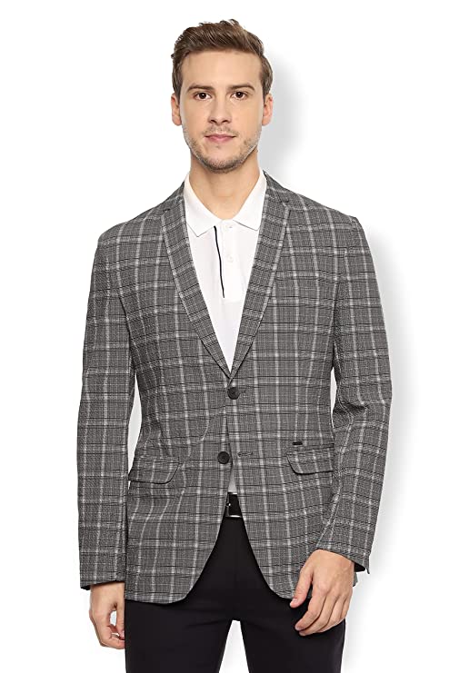 Van Heusen Sport Men's Notch Lapel Slim fit Blazer (VSBZWSLFW57318_Grey_40) - Image 3